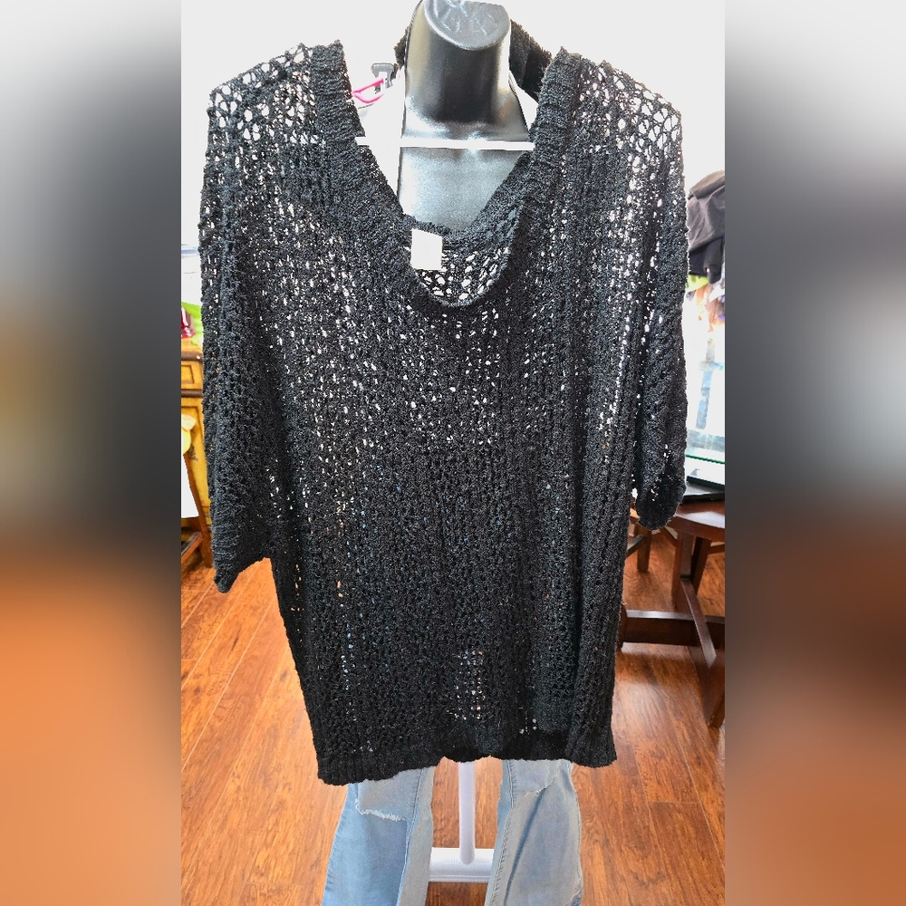 Faded Glory, Black, Knit Cover Up, Sz 3x